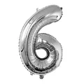 Ballon chiffre 6 en aluminium argenté 32 pouces pour décoration de fête d'anniversaire - Argent-Nombre 6