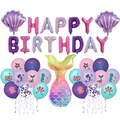 Meerjungfrau Partyballons Set mit Happy Birthday Folienbuchstaben und großem Fischschwanz - Meerjungfrau Set C