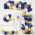 Kit arche de ballons bleu nuit et or avec accents métalliques et confettis pour fêtes - Style Bleu Marine
