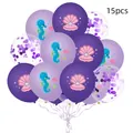 Détail du set de 15 ballons sirène avec motifs hippocampe et paillettes violettes - Style Paillettes Violettes 4