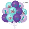 Vue détaillée de 15 ballons en latex sirène avec motifs de créatures marines imprimés - Style Thème Violet Foncé (6) / Lot de 15