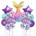 Mermaid party balloon set with fishtail, stars, shells and printed latex balloons - Mermaid Balloon Set B