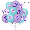 Lot de 15 ballons sirène en latex violet, turquoise et transparent avec paillettes - Style Paillettes Violettes 5