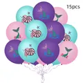 Détail de 15 ballons en latex sirène avec motifs de coquillages et coraux pour fête - Style Bleu Rose Océan (7) / Lot de 15