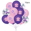 Detail of 15pcs mermaid balloons set with starfish shell prints and purple sequins - Ocean Theme Style (紫绿亮片14)