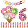 Donut theme birthday party set with number 6 balloon and sweet ice cream decor - Number 6