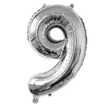 Ballon chiffre 9 en aluminium argenté 32 pouces avec finition brillante de fête - Argent-Nombre 9