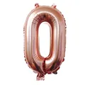 Ballon chiffre 0 en aluminium or rose de 32 pouces avec finition miroir pour décoration - Or Rose - Nombre 0