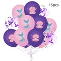 Lot de 15 ballons thème sirène avec motifs coquillages et paillettes mauves pour fêtes - Style Paillettes Violettes 9