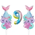 Kit déco 9ème anniversaire sirène avec grand chiffre 9 arc-en-ciel et ballons queue - Style Numéro 9