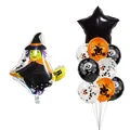 Halloween balloon set with green witch foil balloon and orange pumpkin latex balloons - The Witch Style