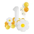 Set decorazione compleanno margherita con numero 1 bianco e palloncini misti - Colonna di Palloncini Margherita