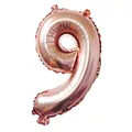 Ballon chiffre 9 en aluminium or rose avec fini métallique pour fête anniversaire - Or Rose - Nombre 9