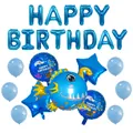 Kit de globos de animales marinos azules con cartel de cumpleaños y figuras de mar - Combo de Cumpleaños de Pez Linterna