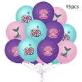 Lot de 15 ballons sirène en latex avec motifs de queue et coquillages rose et violet - Style Queue de Sirène (12) / Lot de 15