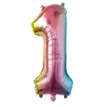 Ballon chiffre 1 en aluminium arc-en-ciel dégradé avec une finition métallique brillante - Dégradé Arc-en-ciel - Nombre 1