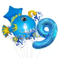 Blue ocean theme 9th birthday balloons set with lantern fish and star foil balloons - Lantern Fish Style (9)