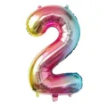 Ballon chiffre 2 en aluminium dégradé arc-en-ciel de 32 pouces pour fête d'anniversaire - Dégradé Arc-en-ciel - Nombre 2