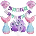 Set decorazioni sirena con palloncini a conchiglia code e festone di buon compleanno - Set Palloncini Sirena B