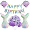 Set festa sirena con palloncini arcobaleno buon compleanno e decorazioni a conchiglia - Set Palloncini Sirena C