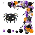 Halloween balloon arch kit with giant spider foil balloon in purple black and orange - Spider Bat Set