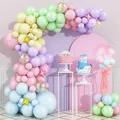 Macaron pastel balloon arch kit with gold sequins and star balloons for 16th birthday party - Pink And Blue Macaron Style