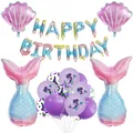 Set festa sirena con palloncini a conchiglia, coda di pesce e striscione di compleanno - Set Palloncini Sirena D