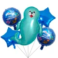Sea lion and shark themed balloon set with blue stars for birthday party decorations - Light Blue Sea Lion Style / 5 Pieces