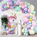 Unicorn birthday party kit with macaron balloon arch and happy birthday banner set - Unicorn Balloon Chain A (5057728547744)