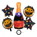 Detail of Halloween balloon set with pumpkin stars and skull bottle including ribbon - Skeleton Wine Bottle Style(1)