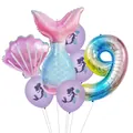 Set festa sirena con palloncino numero 9 sfumato e palloncini in lattice viola - Numero 9