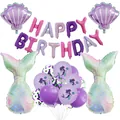Detailansicht Meerjungfrau Geburtstags-Set mit Muschel- und Fischschwanz-Folienballons - Meerjungfrau Ballon Set E