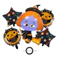 Halloween balloon set with cartoon witch, pumpkin designs and stars for festive decoration - Cartoon Witch Style(3)