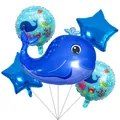 5-piece blue ocean animal balloon set with giant killer whale and star foil balloons - Dark Blue Orca Style / 5 Pieces