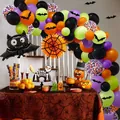 Kit de arco de globos de Halloween con globos naranja morado negro verde y murciélago - Cadena de Globos de Halloween Verde Fruta Naranja