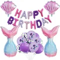 Detail von Meerjungfrau Geburtstag Set mit Muschel und Fischschwanz Folienballons lila - Meerjungfrau Ballon Set F