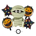 Halloween balloon set featuring large mummy, pumpkin rounds and colorful star foil balloons - Mummy Style(9)