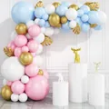 Macaron pink, blue and white 112pcs balloon arch kit with gold leaves for baby shower - Pink Blue White Macaron Balloon Kit Style