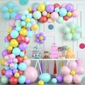 Macaron pastel balloon arch set with flower shapes for birthday party decoration - Macaron Flower Balloon Garland