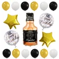 Kit de ballons bouteille de whisky et étoiles dorées pour décoration de fête d'anniversaire - Ensemble de Ballons Bouteille Whiskey C