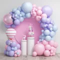 Kit arco di palloncini rosa e blu pastello con palloncino argento per compleanni - Stile Arco di Palloncini Macaron Rosa Blu