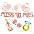 Kit palloncini Miss to Mrs oro rosa con forme a anello di fidanzamento e champagne - Kit Miss to Mrs