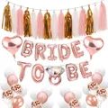 Rose gold Bride to Be balloon kit with heart foil balloons and paper tassels party set - Rose Gold Bride Style