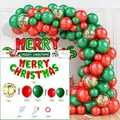 Kerstballonnenboogset met rode groene gouden ballonnen en Merry Christmas-banner - Kerstmis Ballon Guirlande B