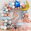 Ballonnenboogset met sterren en maan in roségoud en blauw voor verjaardagsfeest en bruiloft - Ster Maan Roségoud Ballonketing
