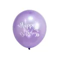 Purple mermaid theme latex balloon with white Happy Birthday print and shell details - Purple