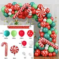 Kerstballon boogset met rode groene latex ballonnen en decoratieve zuurstok folieballonnen - Kerstmis Ballon Guirlande D