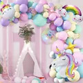 Unicorn theme party balloon arch kit with macaron latex and rainbow foil balloons - Rainbow Unicorn Balloon Chain