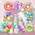 Kit de arco de globos macaron con globos de dona y helado para decoración de cumpleaños - Estilo De Fiesta Temática De Rosquilla