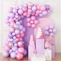 Kit ghirlanda di 75 palloncini rosa e viola con stelle per compleanno di bambine - Ghirlanda Rosa Viola Agata (Stile A)
